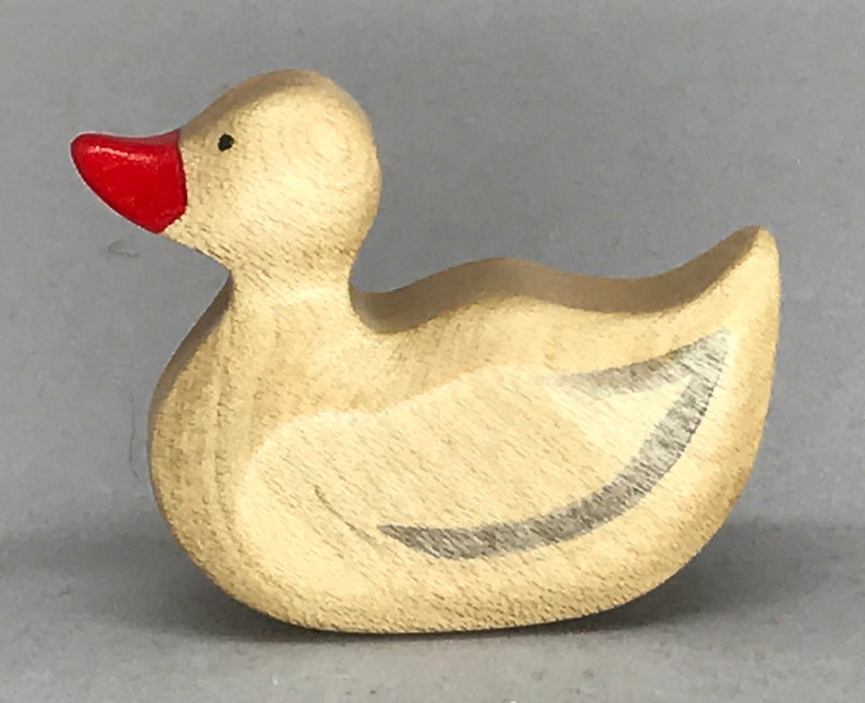 Toy duck wooden colourful white red Size: 5,5 x4,5 x 2,0 cm b x h x s approx. 14,5 gr. image 1