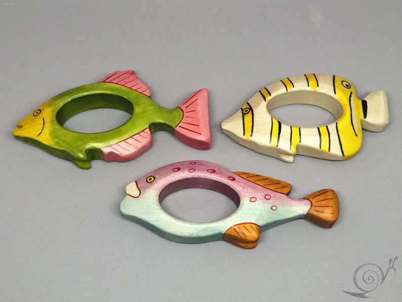 Toy Fish Gripping ring Tropical fish Wooden colorful Size: 12,0 x 6,0 x 2,0 cm bxhxs approx. 40 gr. image 4