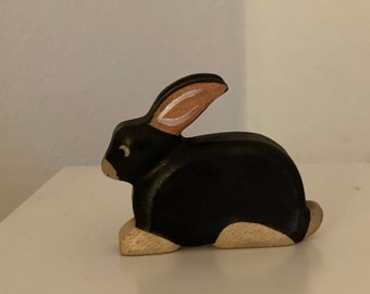 Toy Bunny Rabbit wooden black colourful sitting Easter Bunny Size: 7,0 x 5,5 x 2,0 cm (bxhxs) ca. 25,5 gr.