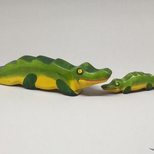 Toy Crocodile Baby wooden green yellow red colourful small Size: 10,0 x 2,0 x 2,0 cm bxhxs approx. 20,0 gr. image 5