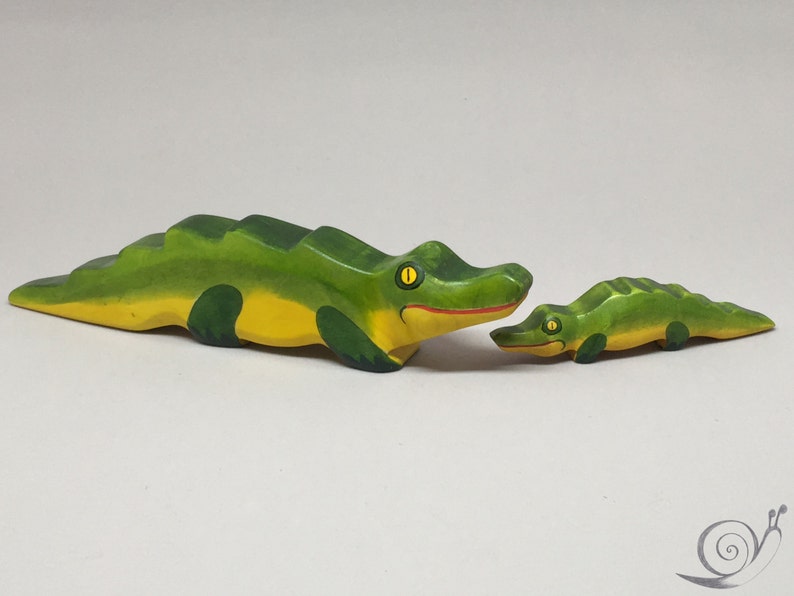 Toy Crocodile Baby wooden green yellow red colourful small Size: 10,0 x 2,0 x 2,0 cm bxhxs approx. 20,0 gr. image 5