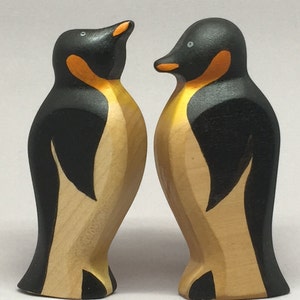 Toy Penguin wooden white black orange with head down Size: 9,0 x 4,0 x 2,2 cm bxhxs approx. 29,5 gr. image 5