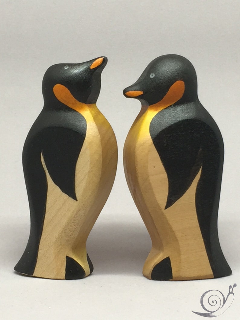 Toy Penguin wooden white black orange with head down Size: 9,0 x 4,0 x 2,2 cm bxhxs approx. 29,5 gr. image 5