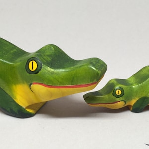 Toy Crocodile Baby wooden green yellow red colourful small Size: 10,0 x 2,0 x 2,0 cm bxhxs approx. 20,0 gr. image 4
