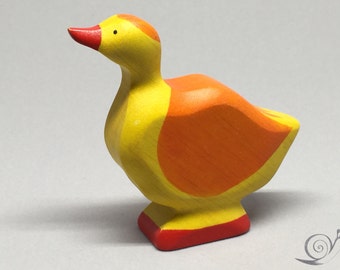 Toy duck wooden colourful Yellow Orange Size: 6,5 x 7,0 x 2,0 cm (b x h x s)  ca. 20,0 gr.