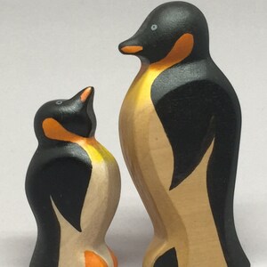 Toy Penguin wooden white black orange with head down Size: 9,0 x 4,0 x 2,2 cm bxhxs approx. 29,5 gr. image 4