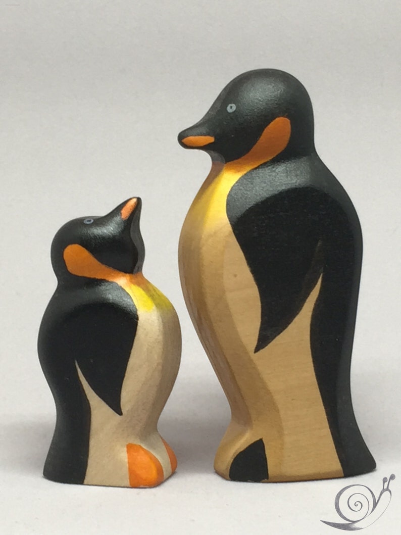 Toy Penguin wooden white black orange with head down Size: 9,0 x 4,0 x 2,2 cm bxhxs approx. 29,5 gr. image 4