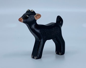 Toy kid goat wooden black colourful standing Size: 7,5 x 6,5 x 1,5 cm (bxhxs)  ca. 13,0 gr.