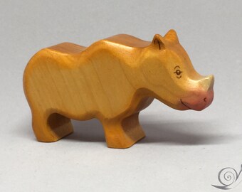 Toy Rhino Rhinoceros Baby woodencolurful light brown standing Size 9,5 x 5,2 x 2,2 cm (bxhxs)  approx. 38 gr.