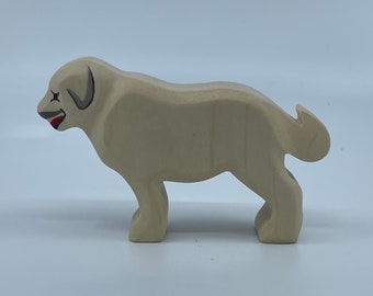 Toy Caucasian Shepherd wooden white handmade Size: 11,0x7,0x2,5 cm (bxhxs) ca. 50 gr.