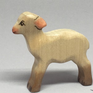 Toy Lamb wooden white colourful standing Size: 6,5 x 6,0 x 1,5 cm (bxhxs)  ca. 15,0 gr.