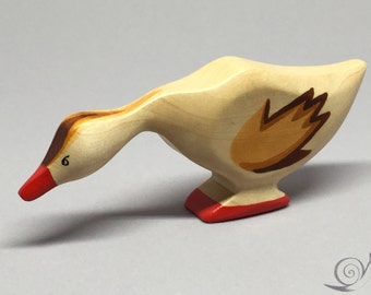 Toy Goose Wooden - head down - with brown wings Size: 11,0 x 3,5 x 2,2 cm (b x h x s)  approx. 25,0  gr.