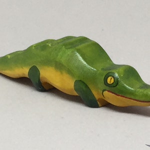 Toy Crocodile Baby wooden green yellow red colourful small Size: 10,0 x 2,0 x 2,0 cm bxhxs approx. 20,0 gr. image 3