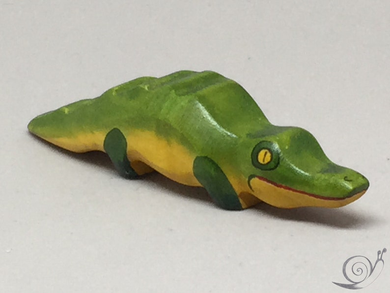 Toy Crocodile Baby wooden green yellow red colourful small Size: 10,0 x 2,0 x 2,0 cm bxhxs approx. 20,0 gr. image 3