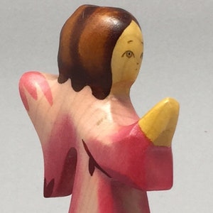 Toy Christmas Angel  standing Nativity Scene wood pink color