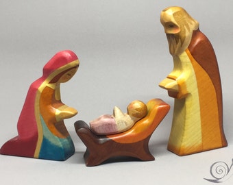 Toy Maria Joseph Christ Nativity Scene wood colorful