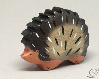 Toy Hedgehog wooden black white pink mother Size: 6,5 x 9,0  x 2,5 cm (bxhxs) approx. 33,0 gr.