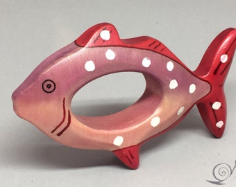 Spielzeug Ring Fisch Tropenfisch Spielzeug Holz farbig | Größe: 12,0 x 7,0 x 2,0 cm (bxhxs) ca. 40 gr.