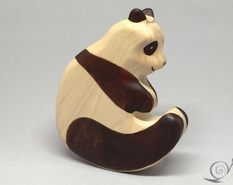 Panda de juguete de madera, color blanco y negro, tamaño: 14,5 x 8,0 x 2,5 cm (ancho x alto x alto) aproximadamente 79,5 g.