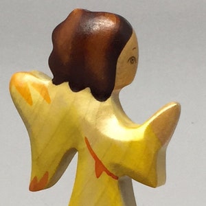 Toy Christmas Angel  standing Nativity Scene wood yellow color