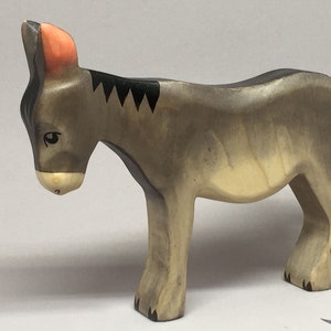 Toy Donkey wooden grey colourful with head down Size: 14,0x 12,0  x 2,2 cm (bxhxs)  approx.81,0 gr.