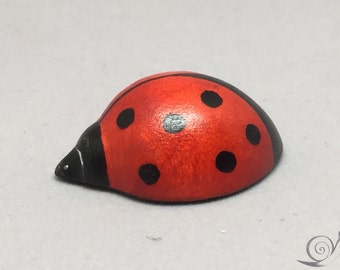 Toy Ladybird Wood red white black | Size:  3,0 x 1,4 x 3,6 cm (bxhxs)  ca. 8,0 gr.