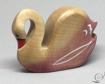 Toy Swan wooden white grey handmade Size: 5,0x8,0x2,5cm (bxhxs) approx. 23,5 gr.