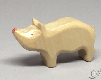 Toy Piglet Wooden / white Size: 6,5 x 3,5 x 1,7 cm (bxhxs)  approx. 10,5 gr.