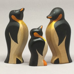 Toy Penguin wooden white black orange with head down Size: 9,0 x 4,0 x 2,2 cm bxhxs approx. 29,5 gr. image 3