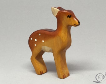 Toy deer fawn wood brown white standing