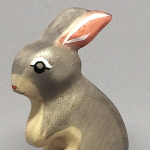 Toy Rabbit wooden grey white colourful standing Easter bunny Size: 4,5 x 8,5 x 2,0 cm (bxhxs)  approx. 25,5 g