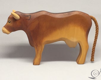 Giocattolo in legno di mucca da latte di mucca marrone dimensioni: 15,5 x 9,5 x 2,7 cm (lxhxs) circa 113 gr.
