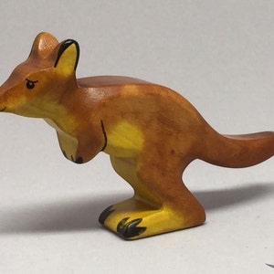 Toy Kangaroo little wooden brown colourful standing Size: 11,0 x 6,5 x 2,2 cm (bxhxs)  approx. 25 gr.