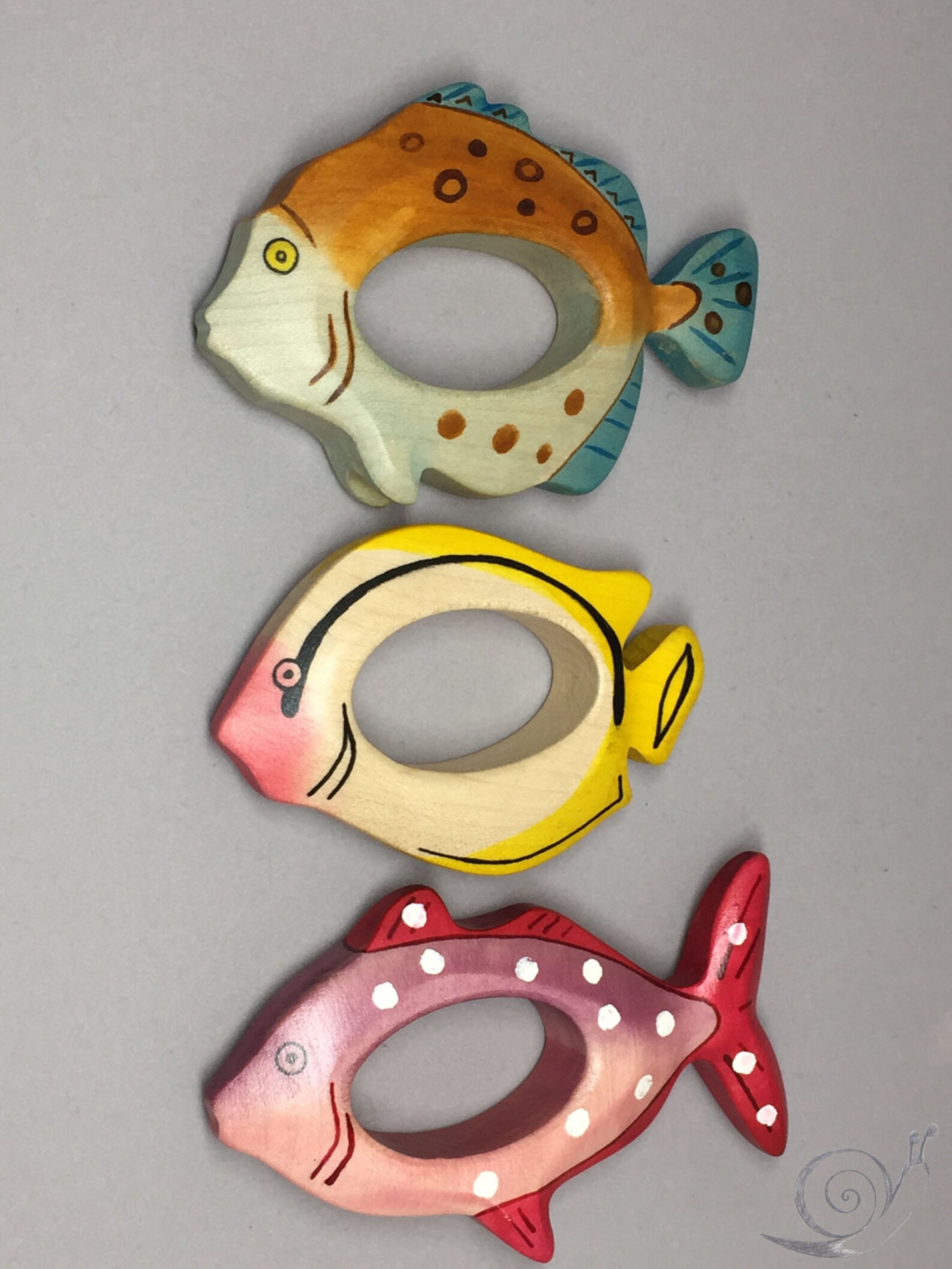 Toy Fish Gripping Ring Tropical Fish Wooden Colorful | Size: 10,0 X 6,5 ...