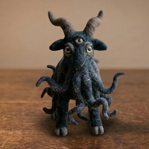 Gefilzte schwarze Ziegenlaich Skulptur - Tentakeln, Cthulhu Mythologie Künstlerpuppe