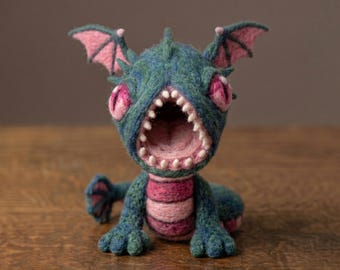 Needle Felted Lamprey Dragon Doll, Gaping Maw Leech Wyrm, Creepy Cute Serpent Monster, Macabre Dark Fantasy Figure, Gothic Oddity Decor