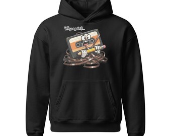 Sudadera con capucha divertida con estampado de casete retro, sudadera con capucha con estampado "Why Again", regalo nostálgico para amantes de la música de los 90, jersey estético vintage con estampado de casete.