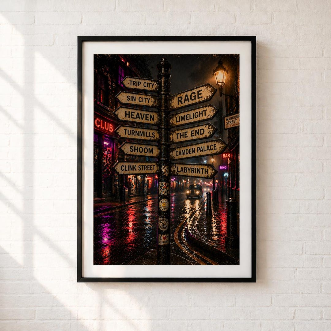 London Nightlife Print * Rave Culture Wall Art * Soho Club Poster * 90s ...