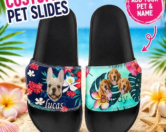 Custom Photo Face Hawaiian Slippers | Personalized Tropical Slides for Men Women