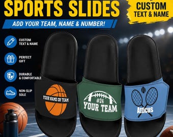 Custom Sports Slides, Personalized Name, Team, Number Slides，Customizable slide Sandals