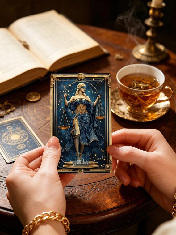 Celestial Tarot Deck, Blue Gold Starry Cards, 400GSM Paper, Rider-Waite System