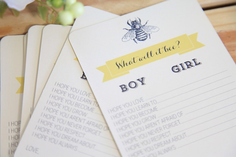 Baby Shower Game, What will it Bee 12 Game sheets, Bumble Bee image 2