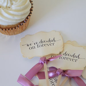 We've Decided on Forever, Wedding, Cupcake Toppers, Chic Wedding, Shabby Chic, image 3