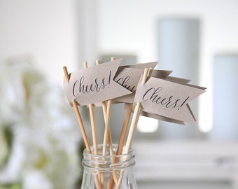 Cheers / Drink Stirrers / Drink Tags / Flags / Wedding Drink Tags / New Years