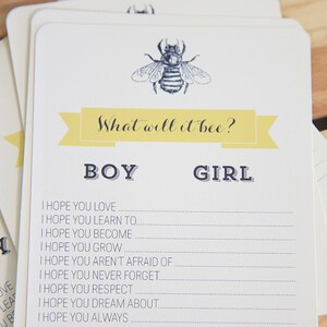 Baby Shower Game, What will it Bee 12 Game sheets, Bumble Bee image 3