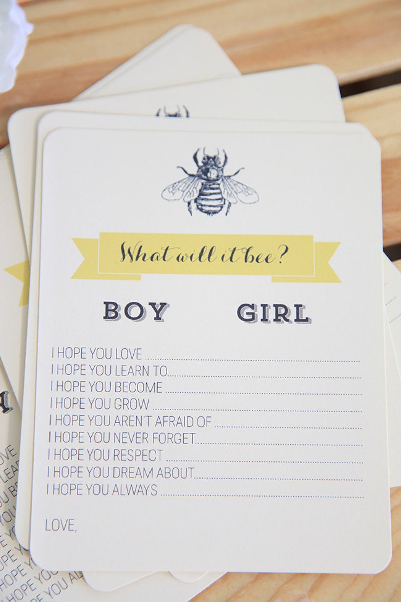 Baby Shower Game, What will it Bee 12 Game sheets, Bumble Bee image 3