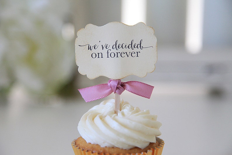 We've Decided on Forever, Wedding, Cupcake Toppers, Chic Wedding, Shabby Chic, image 1