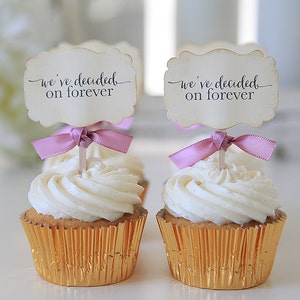 We've Decided on Forever, Wedding, Cupcake Toppers, Chic Wedding, Shabby Chic, image 2