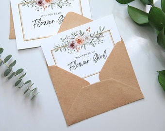 Flower Girl Card / Bridesmaid Proposal / Wedding Stationary / Bridal Party / 1 Card