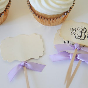 Monogram Cupcake Toppers, Weddings, Bridal Shower, 12 cupcake toppers per 1 order image 4